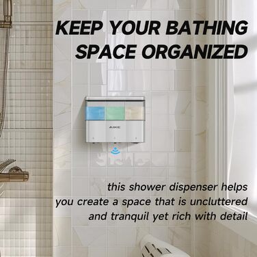 Дозатор мила для душу для ванної кімнати, автоматичний дозатор мила 3 x 320 мл для настінного кріплення, пластиковий дозатор мила