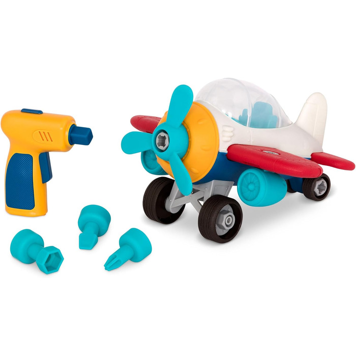 Іграшка-літак Wonder Wheels Іграшка-літак-конструктор з акумуляторною викруткою для дітей Навчальна іграшка для складання для дітей віком від 3 років (27 деталей), різнокольорова