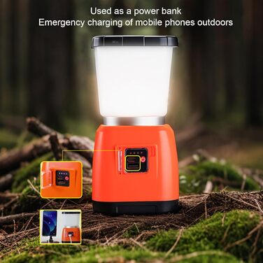 Ручний сонячний ліхтар для кемпінгу ємністю 6000 мАг, акумуляторний світлодіодний ліхтар для намету, 22 години роботи, зарядний пристрій USB, портативний кемпінговий ліхтар для використання на вулиці, аварійний (помаранчевий)