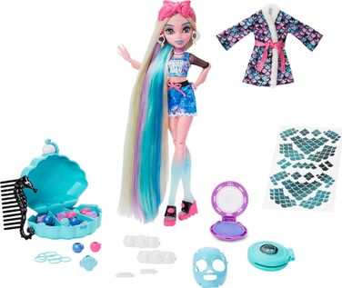 Лялька Monster High, набір для спа-дня Lagoona Blue з аксесуарами Wear and Share, такими як шпильки для волосся, крейда для волосся та татуювання (HKY69)