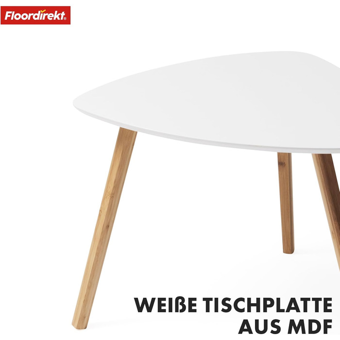 Комплект із 2 журнальних столиків Floordirekt білого кольору, дерев&39яні приставні столики, круглі столики для вітальні, журнальні столики для невеликого дивана в сучасному дизайні (Орегон)