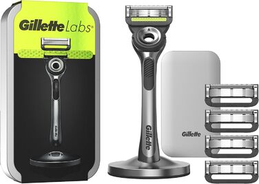 Волога бритва Gillette Labs для чоловіків, бритва з очисним елементом дорожній кейс для зберігання в дорозі 5 лез для бритви та бритва для чоловіків, волога бритва 1 лезо бритви з 3 шт. лезом