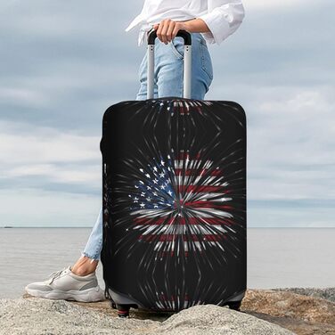 Чохол для валізи Пілотний кокпіт, захист від пилу та подряпин, принт Американський прапор та феєрверк, розмір 90