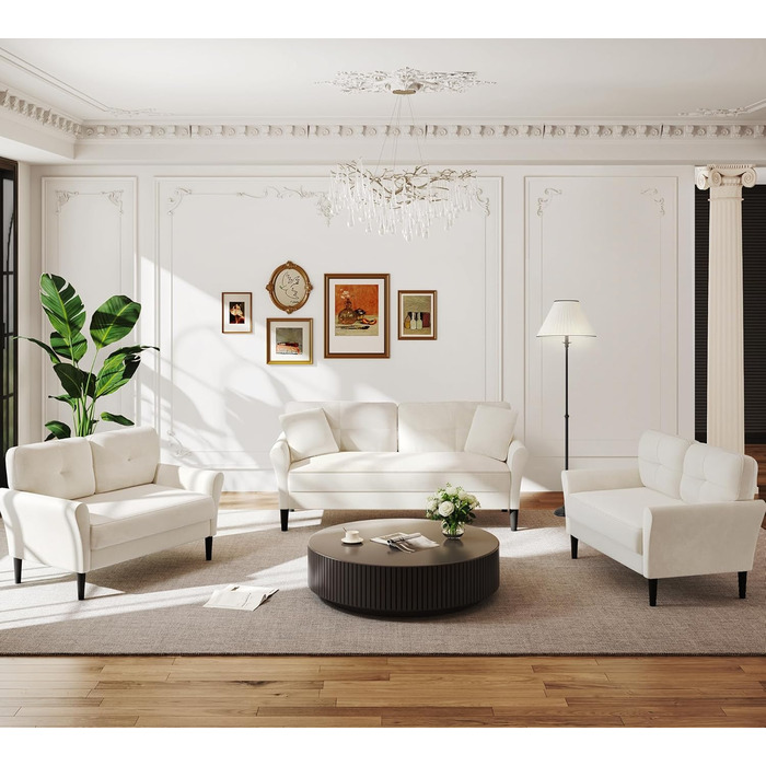 Невеликий 3-місний диван, 175 см. Зручний маленький диван для кімнати підлітка, швидке складання за 3 хвилини без інструментів, сучасний маленький диван для квартири або офісу, бежевий, 175 см.