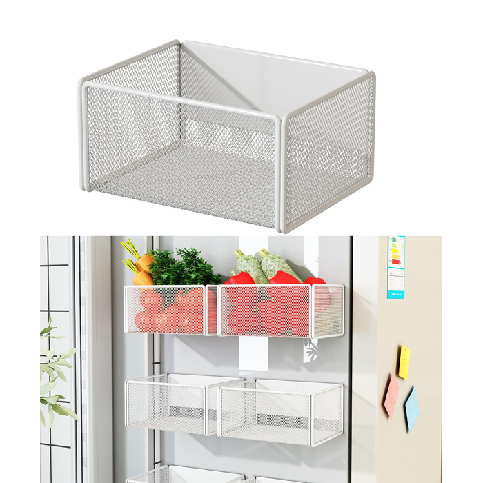 Магнітний кухонний органайзер, підставка для спецій, магнітна полиця для холодильника, тримач для кухонних рулонів, магнітне зберігання, компактний органайзер для банок зі спеціями, маленький, білий