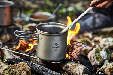 Мм, найдовший титановий кухоль-спорк з довгою ручкою та титановою ложкою, довгий кухоль-спорк та довга чаша-ложка поліровані для приємного відчуття гладкості в роті, постачається з водонепроникним тканинним чохлом., 245