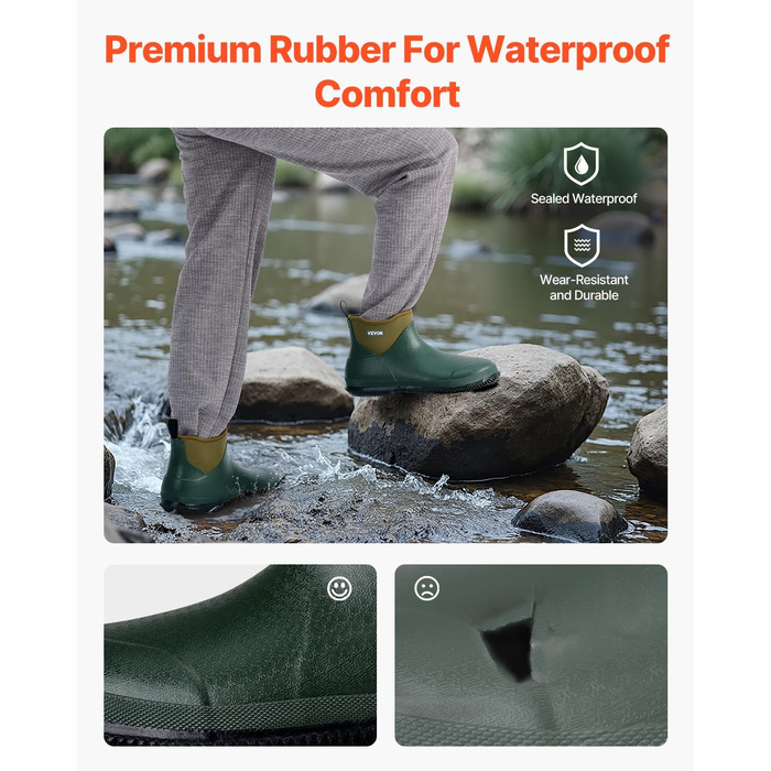 Жіночі гумові чоботи VEVOR, чорні, 40 EU