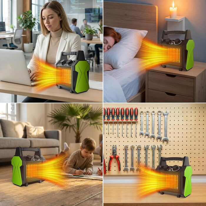 Вуличний вентилятор-обігрівач GARDTECH потужністю 2000 Вт, портативний обігрівач для теплиць із захистом від перегріву, швидконагріваючий керамічний гаражний обігрівач, електричний обігрівач для майстерні та теплиці (середній)