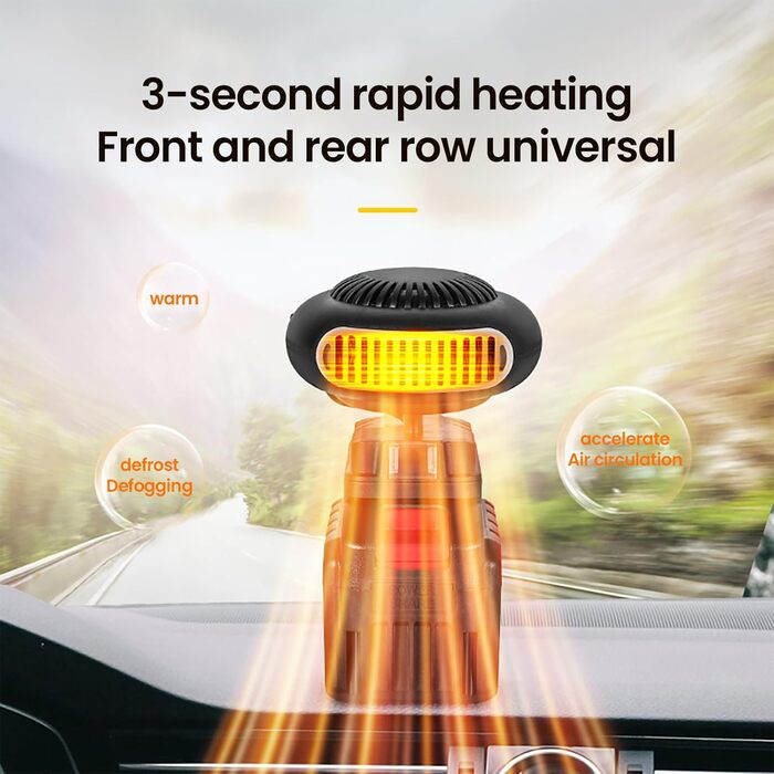 Автомобільний обігрівач на батарейках, потужністю 170 Вт з 2 режимами нагріву (30-80C), захистом від нахилу, захистом від перегріву, бездротовий з поворотною головкою на 180 для автомобіля, офісу та дому (2 батарейки)