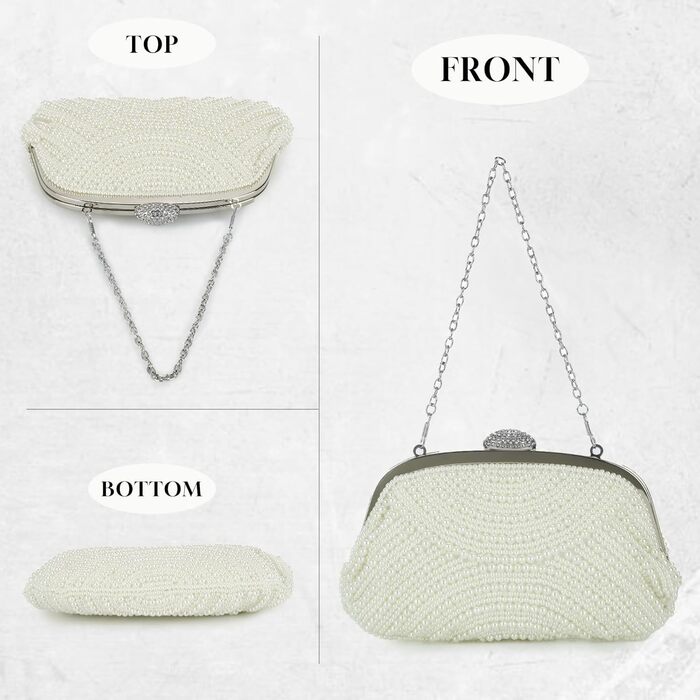 Елегантне клатч-вестикування Kunstperlen для жінок, вечірня сумочка для нареченої з ланцюжком на плече для весілля, випускного та вечірки, бежевий колір