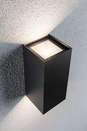 Набір з 2 вуличних настінних LED-світильників Paulmann Flame, IP44, квадратні, 2x5,8 Вт, антрацит, алюміній, 3000 K