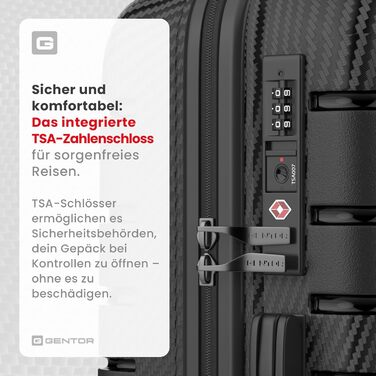 Велика валіза GENTOR на колесах 64x44x24 см Легка валіза на візках з жорсткою оболонкою та замком TSA Велика дорожня валіза з жорсткою оболонкою для подорожей та відпусток Чорна