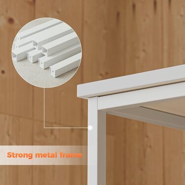 Комп'ютерний стіл Mericonia, 160 x 80 см, метал / дерево, білий
