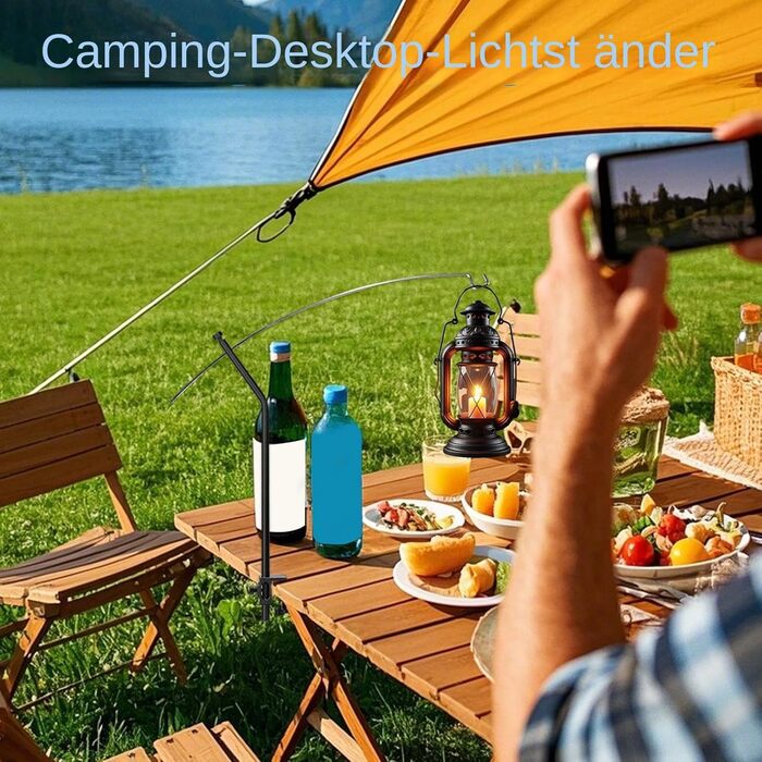 Підставка для кемпінгового ліхтаря стовп для кемпінгового ліхтаря 57 см, легко регулюється по висоті Стовпи для ліхтарів з алюмінієвого сплаву з сумкою для перенесення, світлова щогла для походів, піших прогулянок, пікніків, чорний колір
