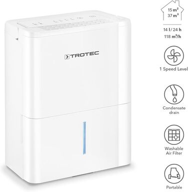 Електричний осушувач повітря TROTEC TTK 72 E продуктивність 14 л/добу для площі 50 м / 125 м з автовідключенням для квартири та спальні