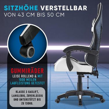 Ігрове крісло Walden Ергономічне офісне крісло Ігрове крісло Спинка сидіння Регульована висота поворотного крісла Гоночне офісне комп&39ютерне ергономічне крісло для відеоігор (біле)