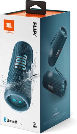 Колонка JBL Flip 6 синього кольору - Водонепроникна портативна колонка з 2-смуговою акустичною системою для потужного звуку - До 1