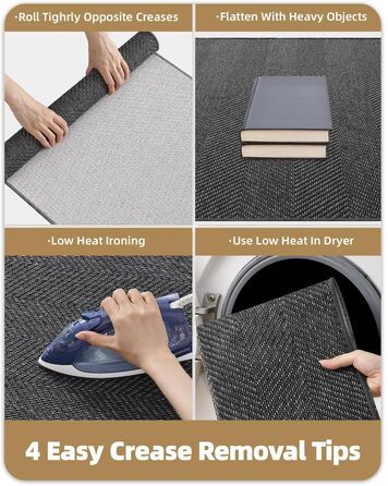 КОЛІР ТА ГЕОМЕТРІЯ Ультратонкий килимок для прихожих у приміщенні 43x76 см, килимок для прання в пральній машині з нековзним покриттям, плоский килимок для входу в приміщенні, абсорбуючий килимок для передпокою, коридору темно-сірого кольору (складений) Т