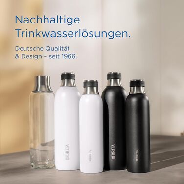 Скляна пляшка BRITA для SodaTRIO Maker (1 л), 2 упаковки змінні пляшки легкі, елегантні скляні пляшки для води в подвійній упаковці/пляшках для газованої води з полірованою кришкою з нержавіючої сталі