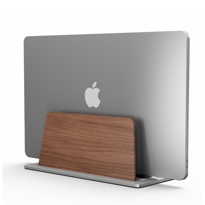 Підставка для ноутбука з дерева та алюмінію Muso - вертикальна. Компактний регульований тримач для MacBook Pro/Air, iPad, Samsung, планшетів та ноутбуків.