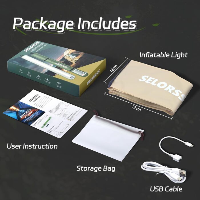 Надувні сонячні кемпінгові ліхтарі SELORSS, 86 см, складний телескопічний ліхтар, портативний світлодіодний вуличний ліхтар ємністю 2000 мАг, водонепроникний IP66 з білим світлом для кемпінгу 2 шт., хакі білий хакі, два шт.