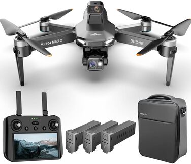 Дрон Teeggi KF104 MAX2 з камерою 4K для дорослих, пульт дистанційного керування з екраном, відстань керування 6 км, 3-осьовий підв