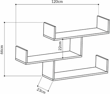 Рівнева настінна полиця Сучасна дерев&39яна книжкова шафа для вітальні, спальні, офісу 120x23x66 см Білий, 3-