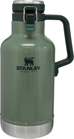Термос Stanley Classic Easy-Pour Growler 1,9 літра - Зберігає пиво холодним та свіжим протягом 24 годин - Термос з нержавіючої сталі - Герметичний - Можна мити в посудомийній машині - Зелений колір Hammertone