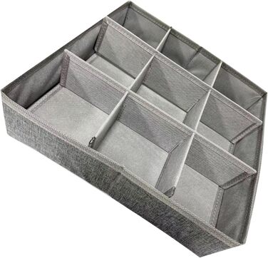 Органайзер для краваток, складний нетканий органайзер з 9 відділеннями для ременів, краваток, шкарпеток, спідньої білизни в шафі (СІРИЙ)