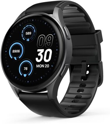 Розумний годинник Hama 8900 з GPS, водонепроникний IP68, функція телефону (сенсорний AMOLED-дисплей, голосове керування, спортивні режими, трекер сну, пульсометр, WhatsApp, годинник для бігу, пульсометр, фітнес-годинник) чорний