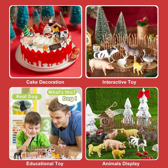 Набір іграшок BUYGER Фігурки сільськогосподарських тварин від 3 років, великі та мініатюрні реалістичні фігурки тварин з огорожами