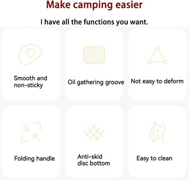 Сковорода з антипригарним покриттям Naturehike, складна ручка, сковорода-гриль для вулиці, алюмінієва сковорода для стейків, портативна та легка (0,5 кг), легко миється, підходить для кемпінгу та походів