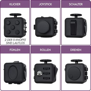 Включаючи безкоштовний Fidget Popper, чорний, Fidget Cube, Fidget popit, ADHD Anti-Stress, Stress Relief, Anti Anxiety & Nervousne