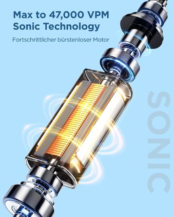 Електрична зубна щітка, звукова зубна щітка для дорослих та дітей, з 5 режимами чищення, 3 рівнями інтенсивності, вбудованим таймером та 8 насадками, дорожній футляр, світло-блакитний, (в упаковці)