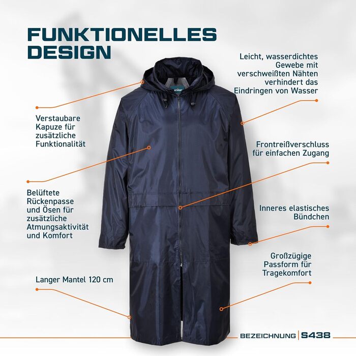 Класичний дощовик, 4XL, темно-синій, 438