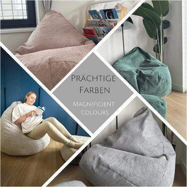 Крісло-мішок з пуфом, чорний, 95x95x120 см - XXL Крісло-мішок для дорослих з наповнювачем - Меблі для спальні та вітальні - Оксамитові крісла-мішки для дому - Крісло-мішок - Шезлонг, 95 x 95 x 120 см, чорний