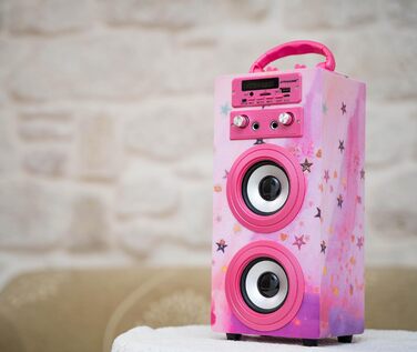 Караоке-система DYNASONIC 2 мікрофони Model 15 Lights, портативна, для дітей