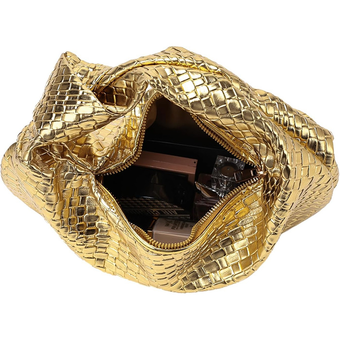 Філомена жіноча сумка-хобо з ручкою-вузлом, шкіряна, на блискавці, клатч, гаманець, золотий колір