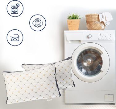 Комплект із 2 подушок, 40 x 60 см, чохол 100 бавовна, наповнювач з мікрофібри 1600 грамів, міцні та підтримуючі подушки для сну, подушки для алергіків, для сну на боці, дихаючі, зручні, висока якість