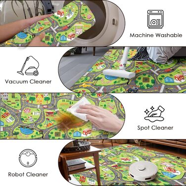 Килим для дитячої кімнати, ігровий килимок, дизайн вулиці/міста для хлопчиків та дівчаток, дитячий килимок, що прається, для дитячої кімнати, спальні та ігрової кімнати з протиковзкою підкладкою, 80x150 см, для дитячого майданчика 80 x 150 см