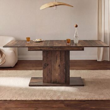 Обідній стіл B&D home Bosco розсувний 120-160x80 см, розрахований на 4-6 осіб, дерев&39яний кухонний стіл з підставкою для їдальні, кухні сучасний скандинавський дизайн техаський дуб, каркас з техаського дуба BE 11201-BE-EITE