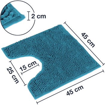 Комплект килимків для ванної WohnDirect, 2 шт. - Бензиновий, 45 x 45 см, з вирізом для унітазу - Нековзний та миється - Килимок для ванної, Килимок для ванної, Килимок для унітазу, 45 x 45 см з вирізом для унітазу (2 шт.), Бензиновий