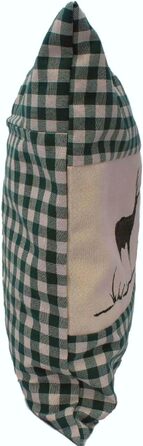 Зелена картата соснова подушка з вишивкою оленя, наповнена сосновою стружкою, виготовлена з деревини швейцарської сосни, розмір 40x40 см