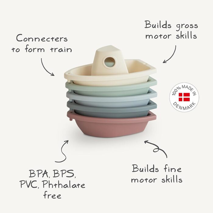 Іграшка для купання Mushie 5 корабликів для немовлят і дітей від 1 року Іграшка для ванни Іграшка для басейну з ПП пластику для ве