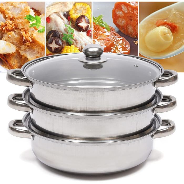 Набір пароварок з нержавіючої сталі 3-рівнева пароварка пароварка під тиском пароварка пароварка кришка