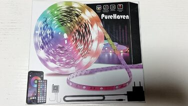 Світлодіодна стрічка PureHaven 20 м, розумна світлодіодна стрічка Bluetooth 20 м з пультом дистанційного керування APP Синхронізація музики Диммер, RGB світлодіодне світло, самоклеюча світлодіодна стрічка 10 м для прикраси кімнати Світлодіодне підсвічуван