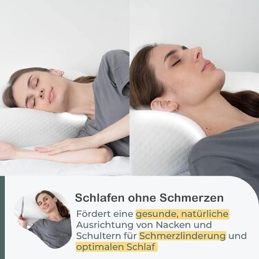Ортопедична подушка для шиї COMFYCENTRE з піни з ефектом пам&39яті 40x60 см - Ергономічна подушка - Подушка для сну на боці - Подушка для підтримки шиї - Ідеально підходить для болю в шиї, мігрені та хропіння