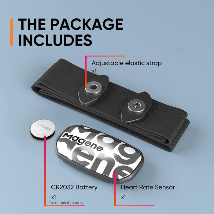 Пульсометр Magene H603, нагрудний ремінець, фітнес-трекер HRM, водонепроникність IP67, підтримка Bluetooth 4.2 та ANT, сумісний з Wahoo, Zwift, Strava, Elite HRV, 62.3 35.1 11.5 мм, червоний