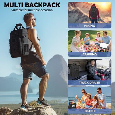 Сумка-холодильник на 42 банки, великий рюкзак-холодильник, тактична ізольована сумка для ланчу, сумка для пікніка на пляжі, барбекю, кемпінгу, чорна