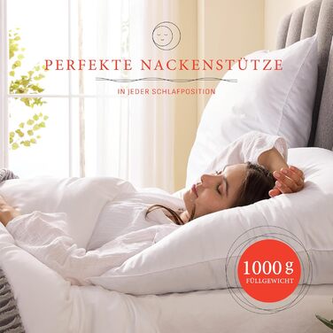 Подушка Pullman 80x80 см - подушка з мікрофібри готельної якості для всіх положень сну, зручна подушка для алергіків з наповнювачем 1000 г, сертифікована подушка для ліжка Oeko-Tex (80 x 80) 80x80 см 1